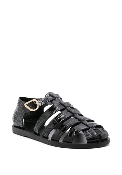 Sandali Homeria con effetto coccodrillo in nero di Ancient Greek Sandals - donna ANCIENT GREEK SANDALS | HOMERIABLK